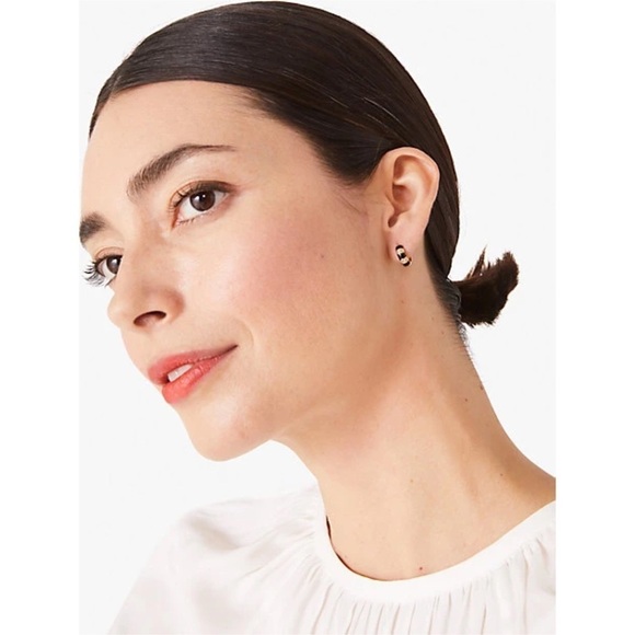 KATE SPADE • Rare Form Striped Huggies Hoop Earrings - Picture 2 of 3